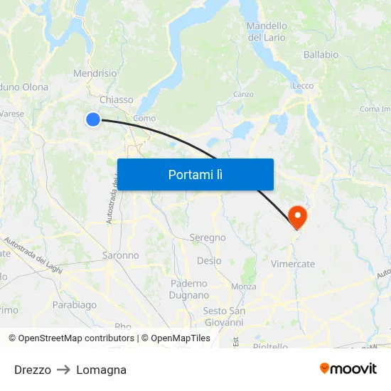 Drezzo to Lomagna map