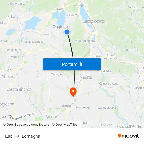 Ello to Lomagna map