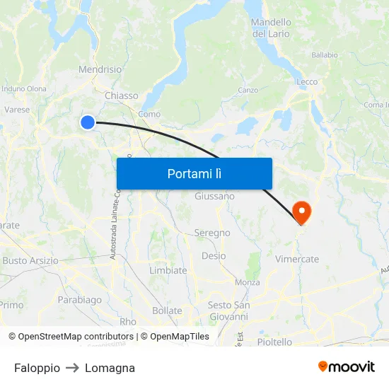 Faloppio to Lomagna map