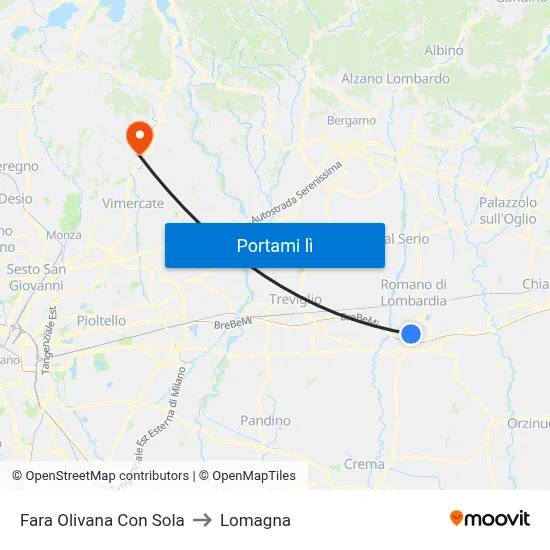 Fara Olivana Con Sola to Lomagna map