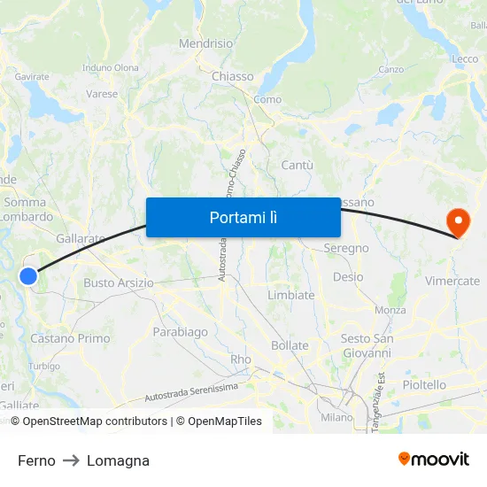 Ferno to Lomagna map