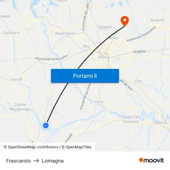 Frascarolo to Lomagna map