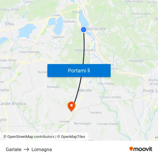 Garlate to Lomagna map