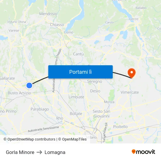 Gorla Minore to Lomagna map