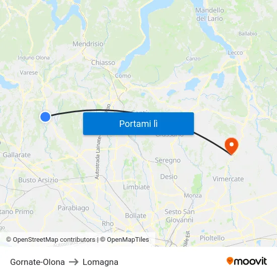 Gornate-Olona to Lomagna map