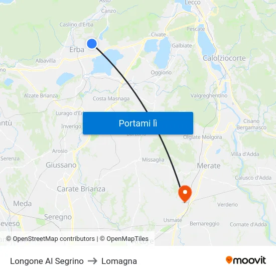 Longone Al Segrino to Lomagna map