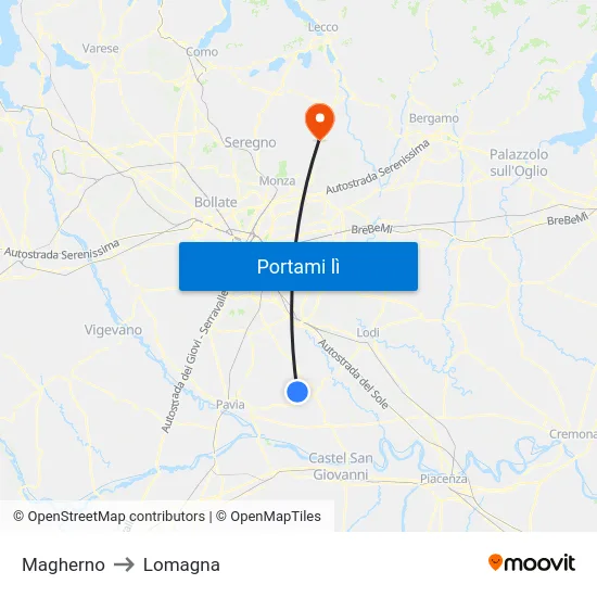 Magherno to Lomagna map