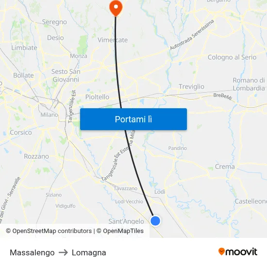 Massalengo to Lomagna map