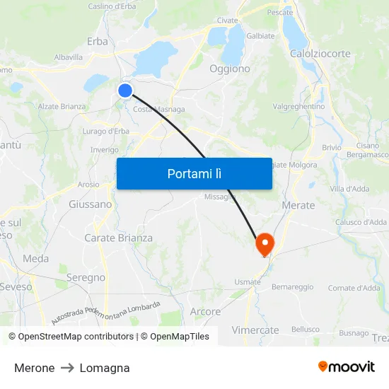 Merone to Lomagna map