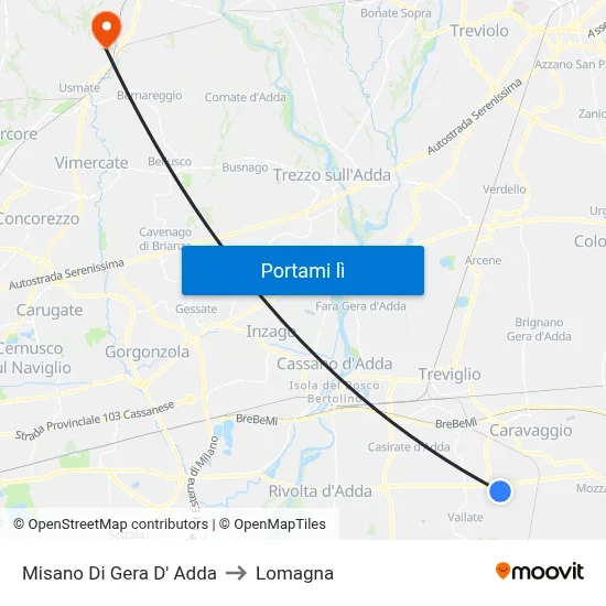 Misano Di Gera D' Adda to Lomagna map