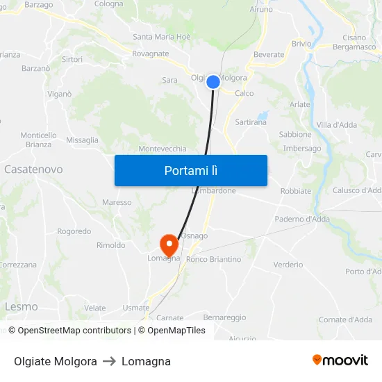 Olgiate Molgora to Lomagna map