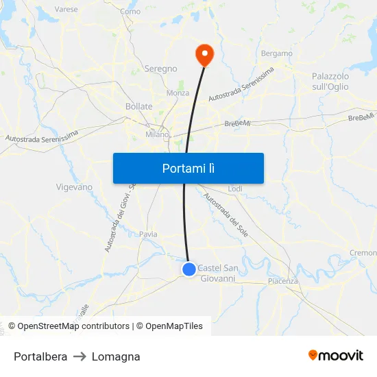 Portalbera to Lomagna map