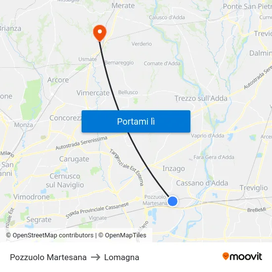 Pozzuolo Martesana to Lomagna map
