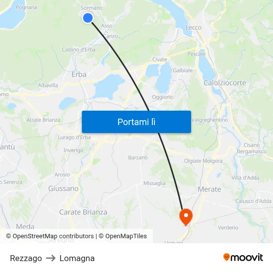 Rezzago to Lomagna map