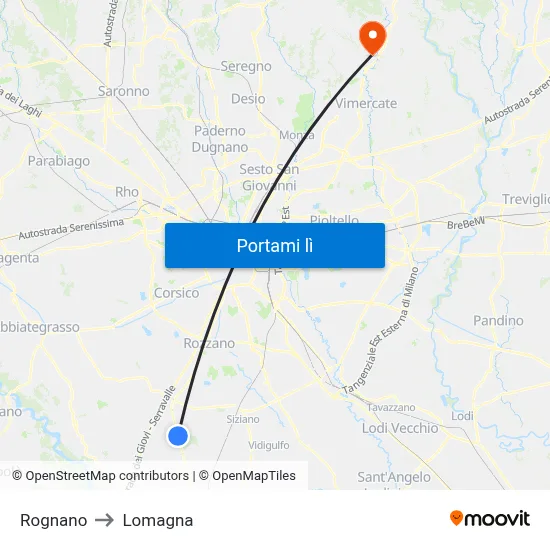 Rognano to Lomagna map