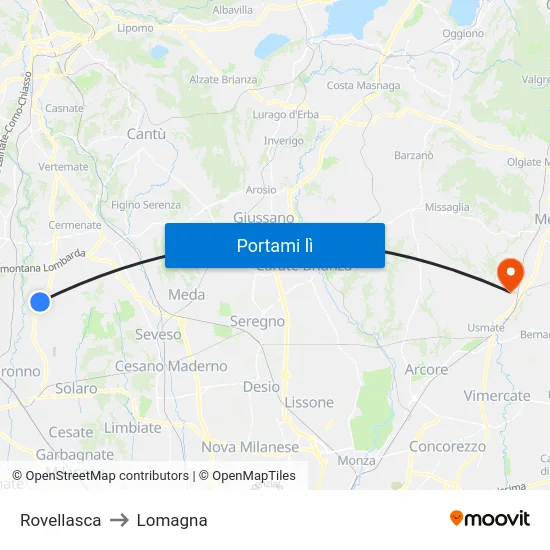 Rovellasca to Lomagna map
