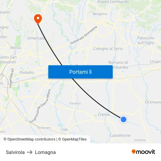 Salvirola to Lomagna map