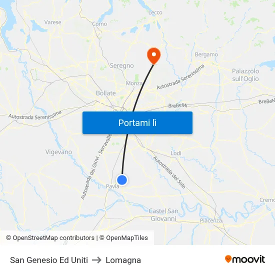 San Genesio Ed Uniti to Lomagna map