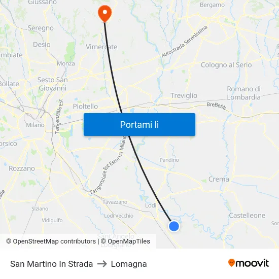 San Martino In Strada to Lomagna map