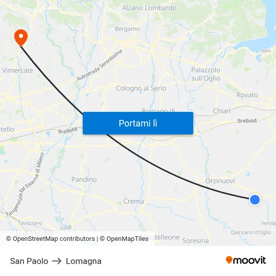 San Paolo to Lomagna map