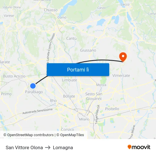 San Vittore Olona to Lomagna map