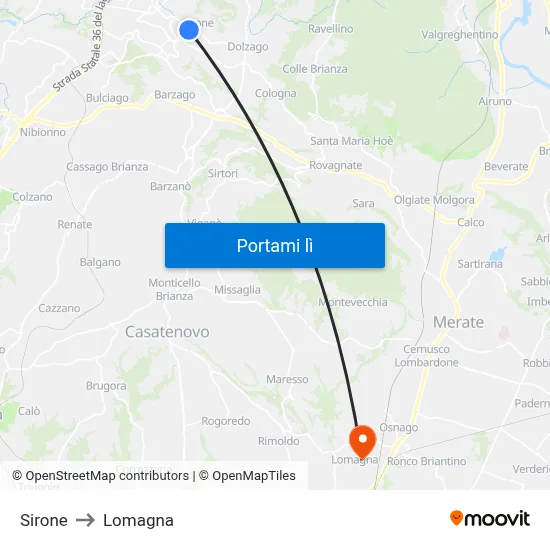 Sirone to Lomagna map