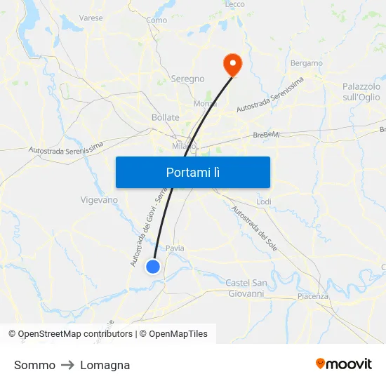 Sommo to Lomagna map