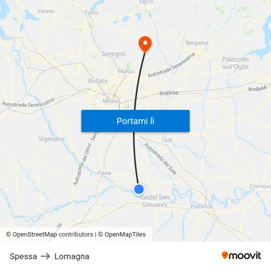 Spessa to Lomagna map