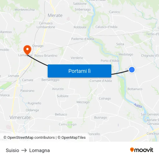 Suisio to Lomagna map