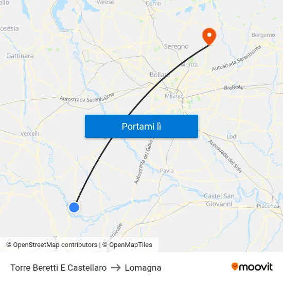 Torre Beretti E Castellaro to Lomagna map