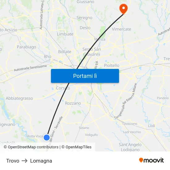Trovo to Lomagna map