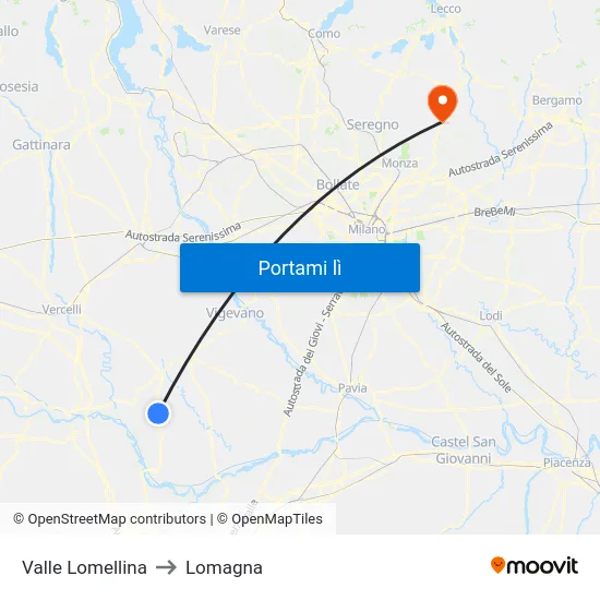 Valle Lomellina to Lomagna map