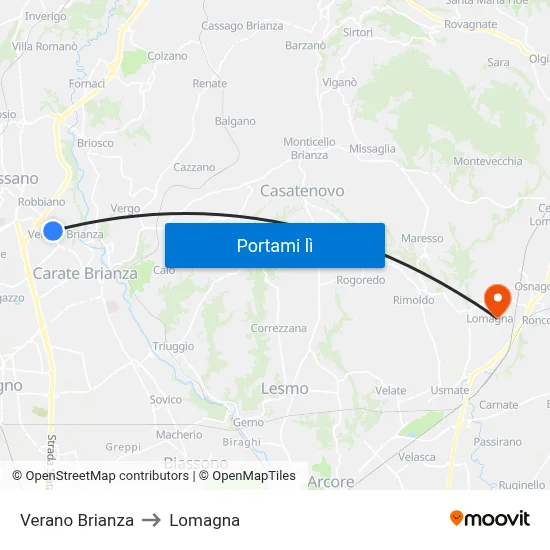 Verano Brianza to Lomagna map