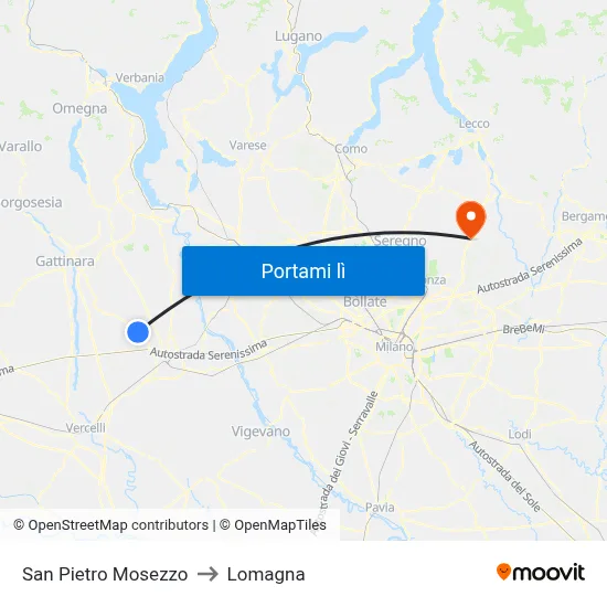 San Pietro Mosezzo to Lomagna map