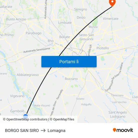BORGO SAN SIRO to Lomagna map