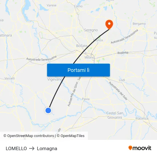 LOMELLO to Lomagna map