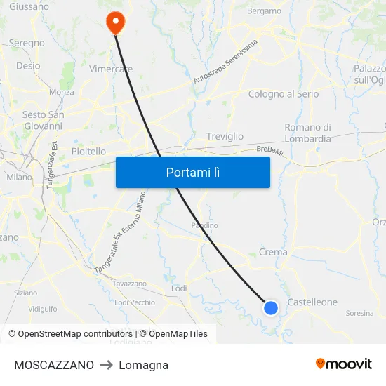 MOSCAZZANO to Lomagna map