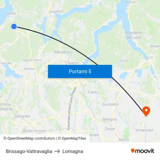Brissago-Valtravaglia to Lomagna map