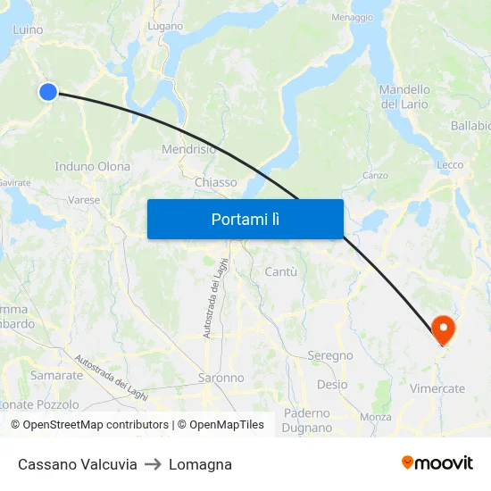 Cassano Valcuvia to Lomagna map