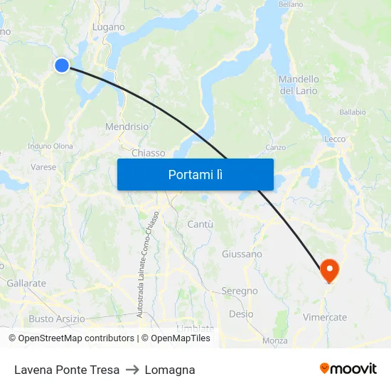 Lavena Ponte Tresa to Lomagna map