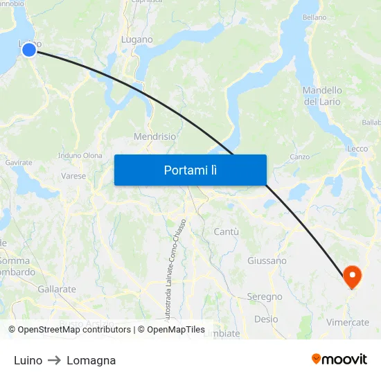 Luino to Lomagna map