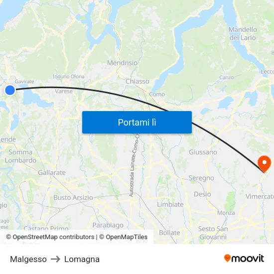Malgesso to Lomagna map