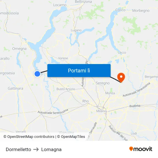 Dormelletto to Lomagna map