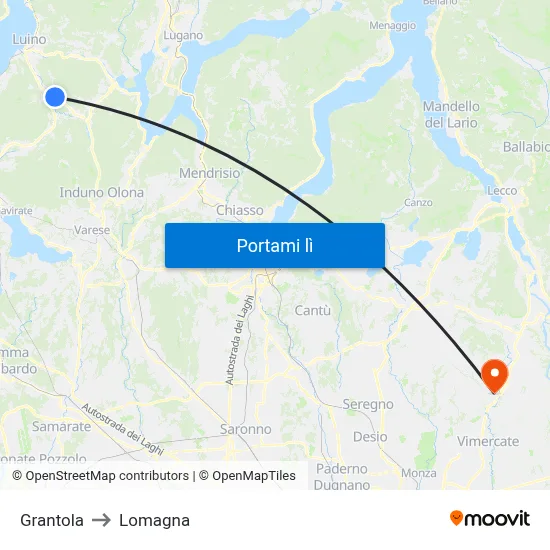 Grantola to Lomagna map