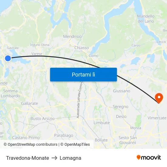 Travedona-Monate to Lomagna map