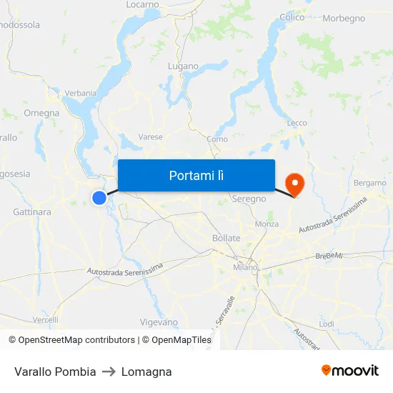 Varallo Pombia to Lomagna map