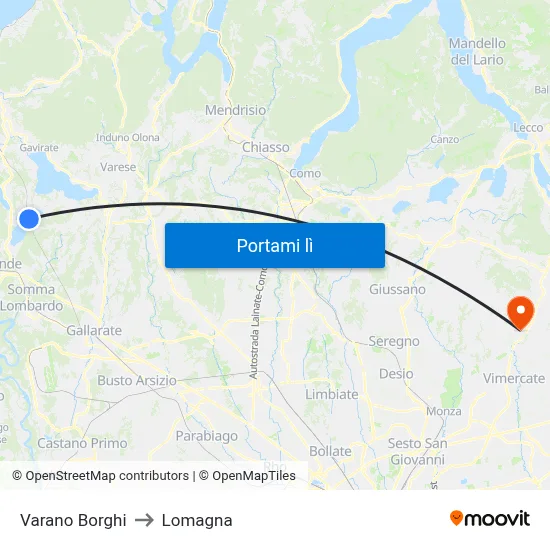 Varano Borghi to Lomagna map