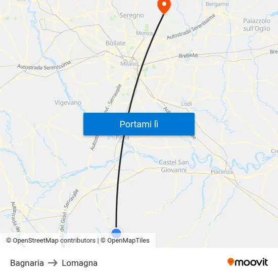 Bagnaria to Lomagna map
