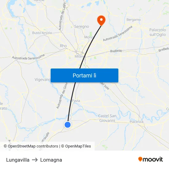 Lungavilla to Lomagna map