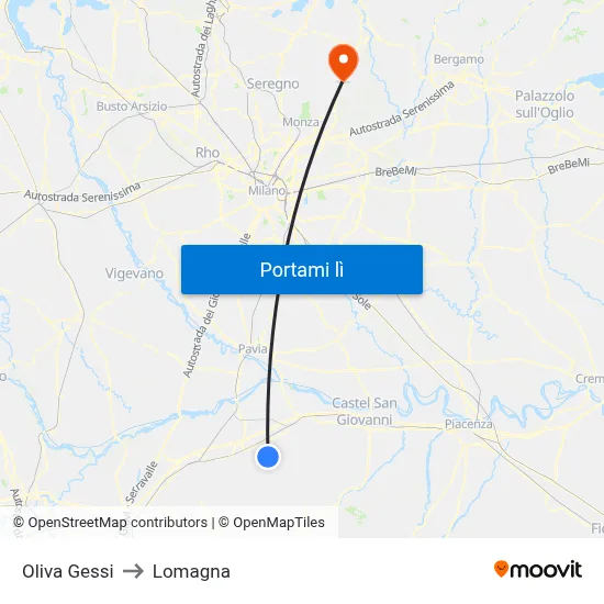 Oliva Gessi to Lomagna map